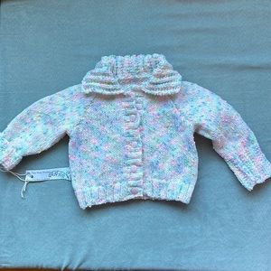 NWT - Hand knit baby sweater cardigan - size 3-6 months